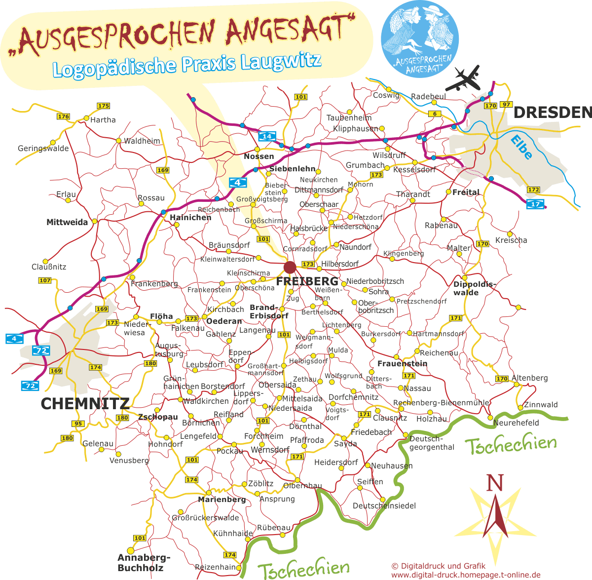 Karte Freiberg Umgebung